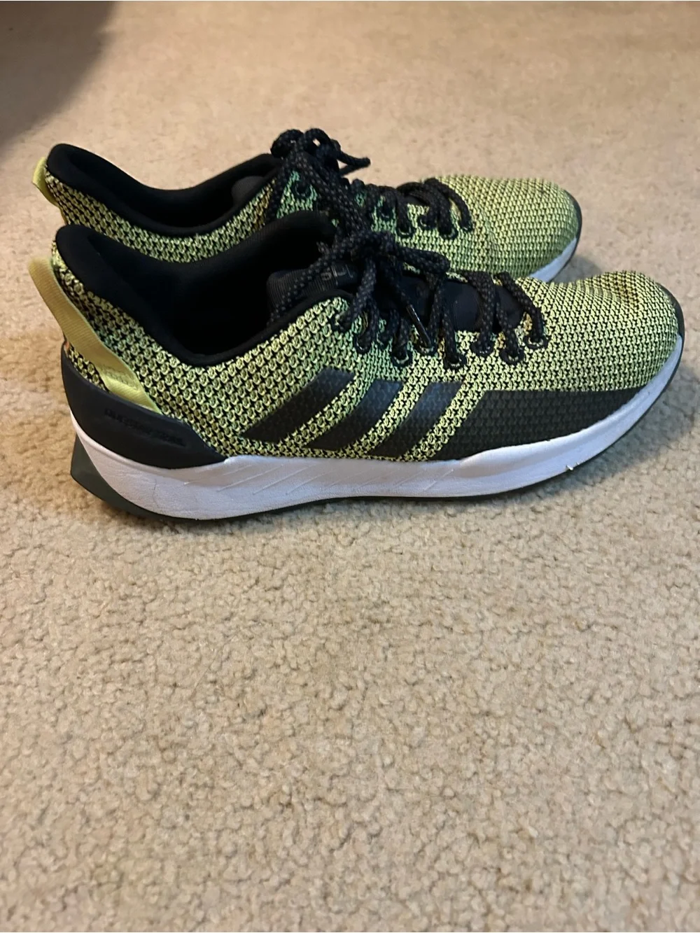 adidas Neon Yellow and Black Mesh Running Sneakers men’s 10.5